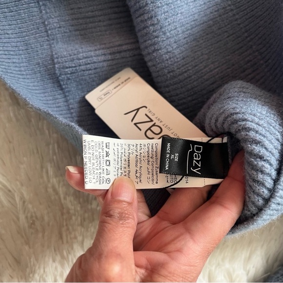 DAZY Men’s Half-Zip Knit Sweater - Baby Blue Mock Neck Pullover - NWT - XL - Picture 7 of 9